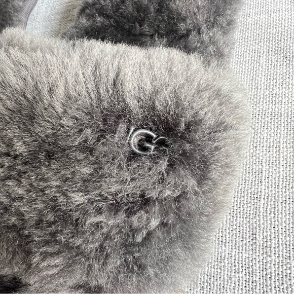 UGG Fluff Slide II Sheepskin Slipper flip flops Gray Size US 5 - Picture 6 of 6
